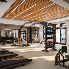 a gym with exercise equipment